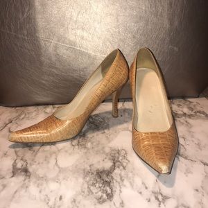 BCBG Max Azria crocodile embossed pointed pumps
